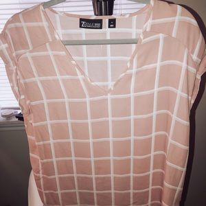 Pink and White Checkered Blouse